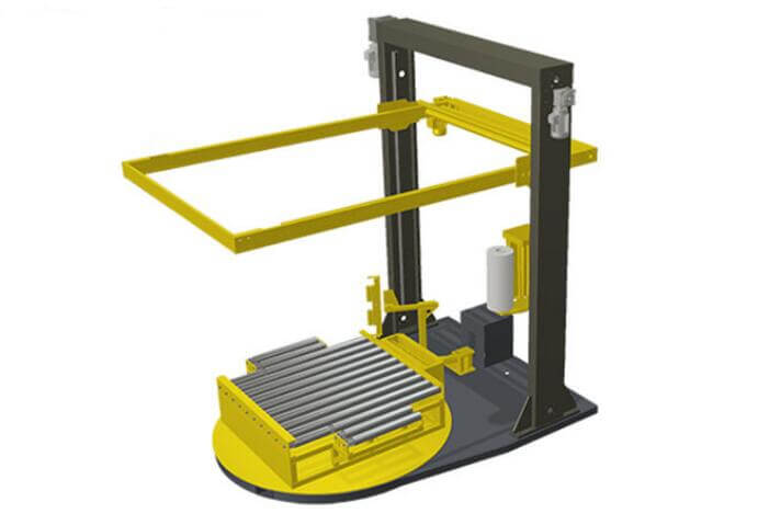 online pallet stretch wrapping machine with top film dispenser