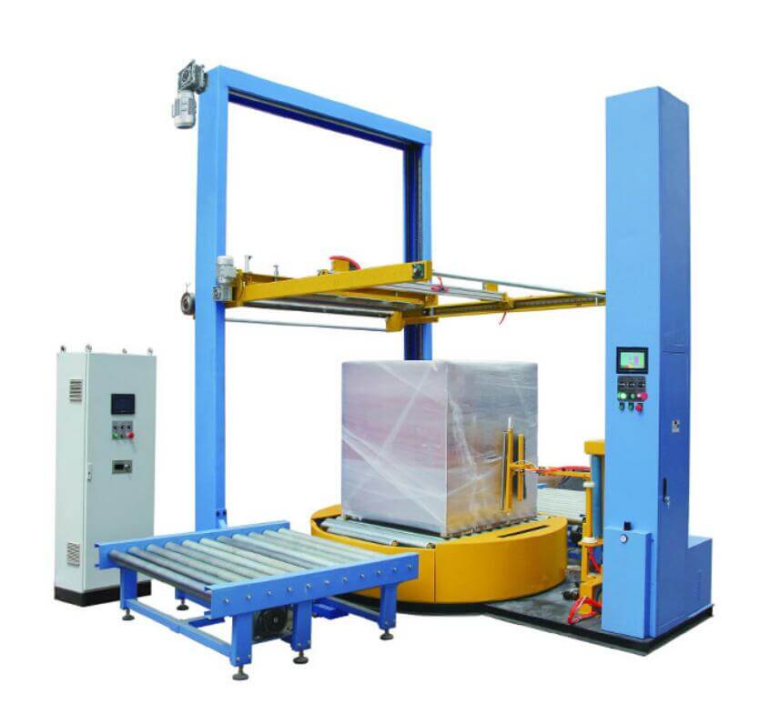 Customized online pallet stretch wrapping line for Euro standard pallet packaging