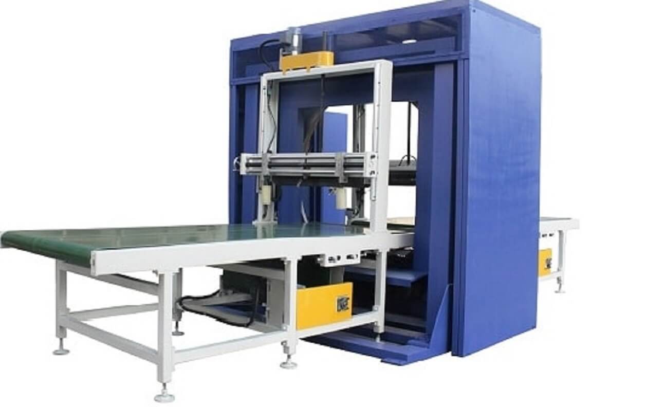 Horizontal orbital wrap packer machine packaging furniture